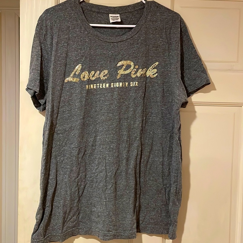 PINK Victorias Secret Sequins Tee Large